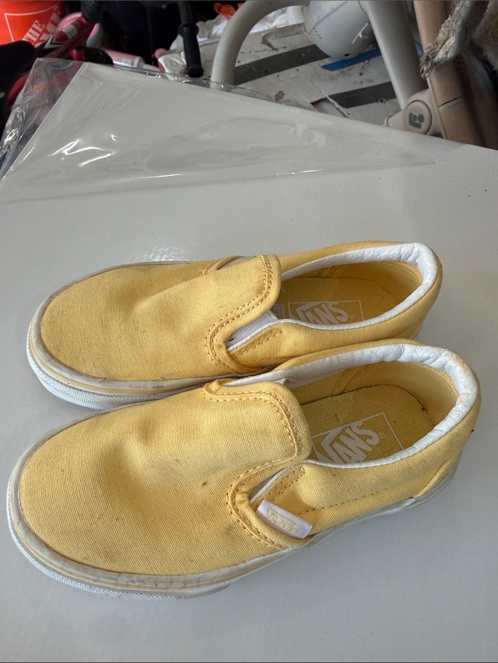 Vans Kids Slip-On Canvas Sneakers in Yellow